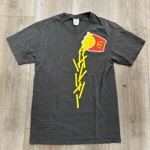 McDonald's Falling Yellow French Fries Gray Tee T Shirt Small S B14